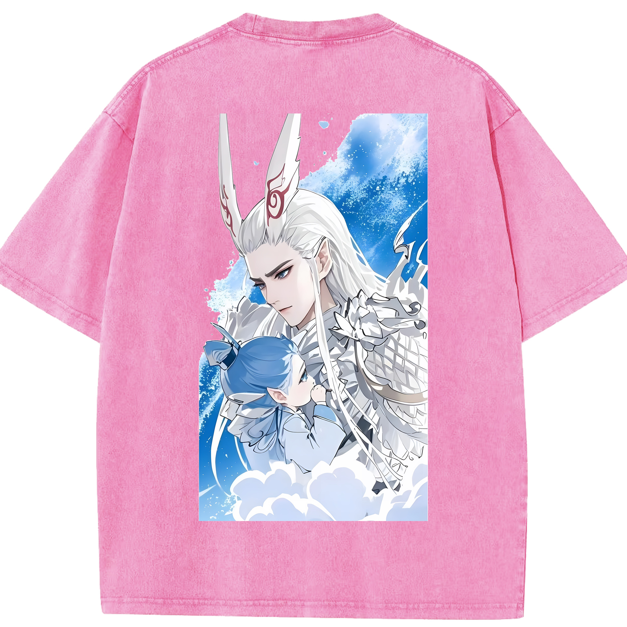 （画像用） Ne Zha 2 ナタ 魔童の大暴れ 綿100% ヴィンテージ風 半袖Tシャツ（背面プリント）